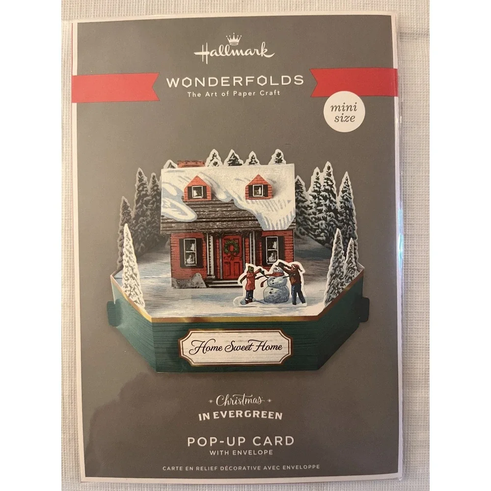 Hallmark Wonderfolds & Up With Paper Snow Globe Christmas Pop-Up Cards Lot of 4